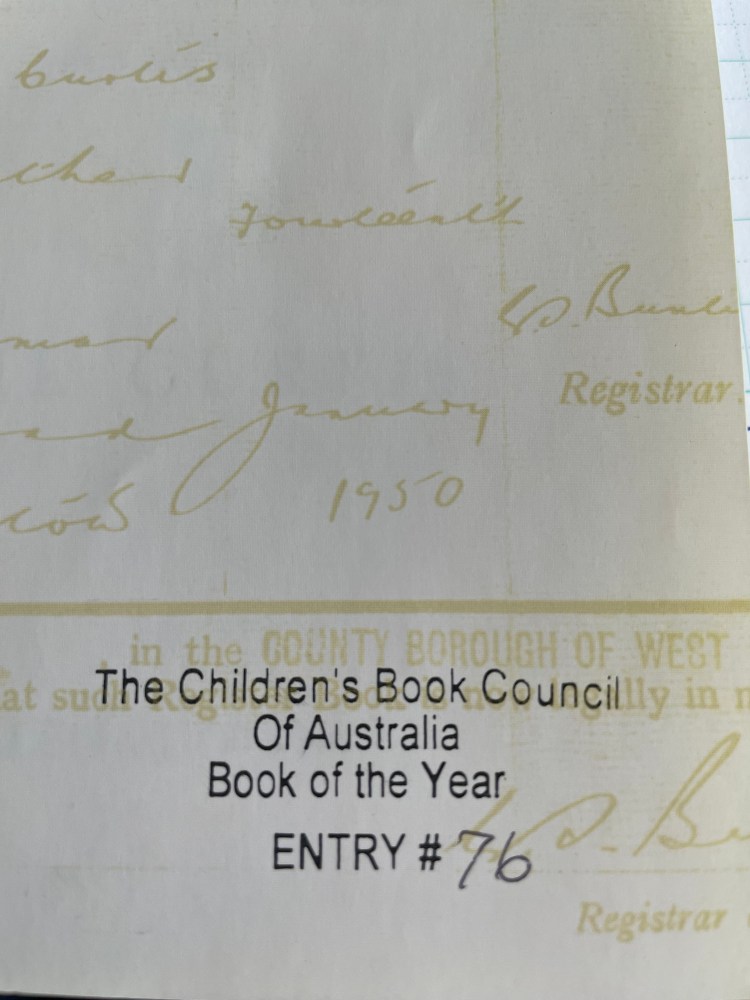 Stamped preface page of picture book